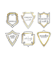 Graphical shields with geometrical scratched Vector Image