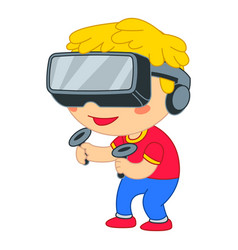 Happy Cartoon Boy Enjoying A Vr Experience