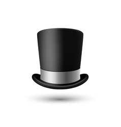 3d Realistic Black Top Hat Icon With Silver