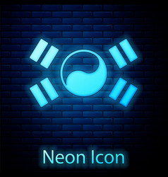 Glowing Neon South Korea Flag Icon Isolated On