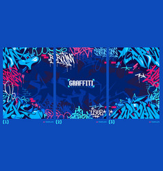 Abstract Dark Blue Graffiti Style A4 Poster