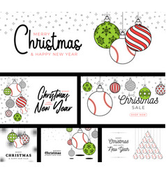 Baseball Sport Christmas Card Set In Trendy Line