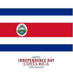 Costa Rican Flag With Typography 15th September