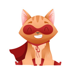 Ginger Cat Superhero Character Wearing Red Cloak