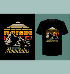 Nature Of Mountains Retro Vintage T Shirt Design