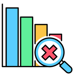 Descending Bar Graph Chart With Magnifying Glass