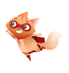 Ginger Cat Superhero Character Wearing Red Cloak