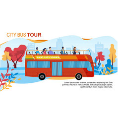 Touristic City Bus Tours Flat Ad Banner