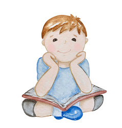 Watercolor School Boy With Book