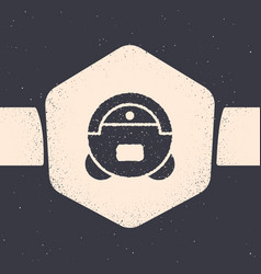 Grunge Robot Vacuum Cleaner Icon Isolated On Grey