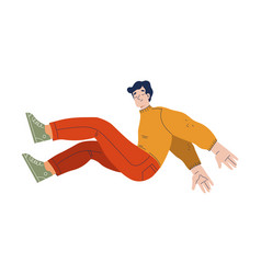 Man Character Falling Down After Slip