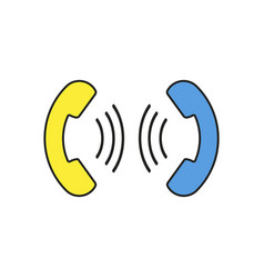 Abstract Handsets Yellow Blue For Concept Design