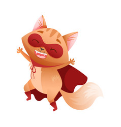 Ginger Cat Superhero Character Wearing Red Cloak