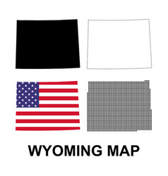 Set Of Wyoming Map Shape United States Of America