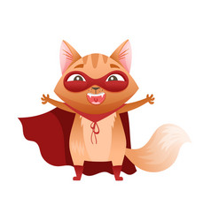 Ginger Cat Superhero Character Wearing Red Cloak