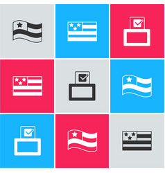 Set American Flag And Vote Box Icon