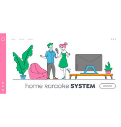 Couple Characters Singing Karaoke Landing Page