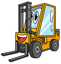 Forklift With Face Vehicle Cartoon Colored Clipart