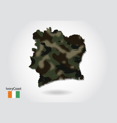 Ivory Coast Map With Camouflage Pattern Forest