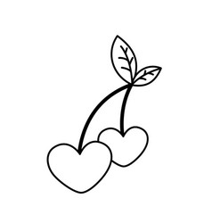 Cherry Heart Coloring Page Black And White