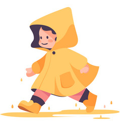 Hand Drawn A Child In A Raincoat Showing A Joyful