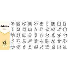 Set Of Science Icons Simple Line Art Style Icons