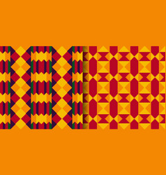 Set Tribal Seamless Patterns Cloth Kente