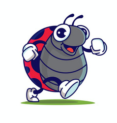 Cartoon Cute Big Eyes Ladybug Walking Happily