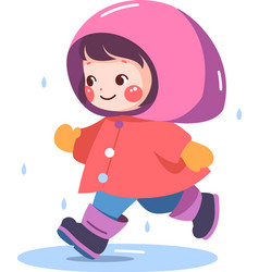 Hand Drawn A Child In A Raincoat Showing A Joyful