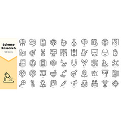 Set Of Science Research Icons Simple Line Art