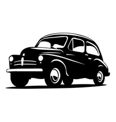 Retro Car Black On White Background