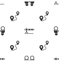 Set Binoculars Parking Car Barrier And Route