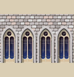 A Medieval Beautiful Church Windows Front View