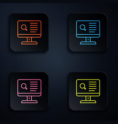 Color Neon Line Dating App Online Laptop Concept