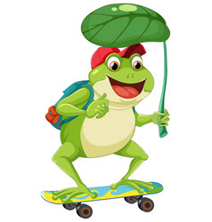 Green Frog Playing Skateboard