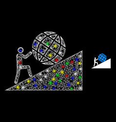 Glitter Web Network Man Rolling Globe Up Icon