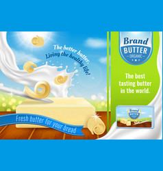 Milk Butter Ad Realistic Food Advertising Banner