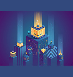 Smart City Buildings Flat Isometric