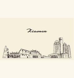 Xiamen Skyline Fujian China Drawn Sketch