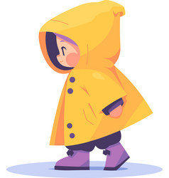 Hand Drawn A Child In A Raincoat Showing A Joyful