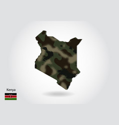 Kenya Map With Camouflage Pattern Forest - Green