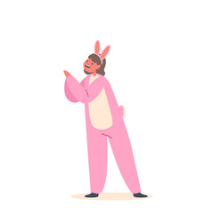 Kid Character Wear Pink Rabbit Suit And Ears