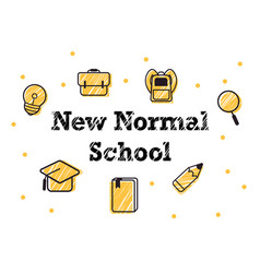 New Normal School Yellow Icons Likes Pencil Books