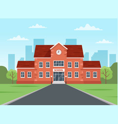 School building with landscape Royalty Free Vector Image