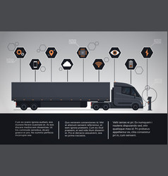 Set Of Infographic Elements With Modern Semi Truck