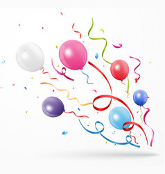 Colorful Party Confetti With Balloon On White Back