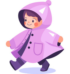 Hand Drawn A Child In A Raincoat Showing A Joyful