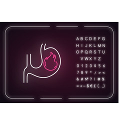 Heartburn Neon Light Icon Food Poisoning