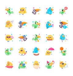 Pack Of Cute Birds Flat Stickers