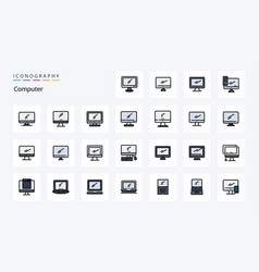 25 Computer Line Filled Style Icon Pack